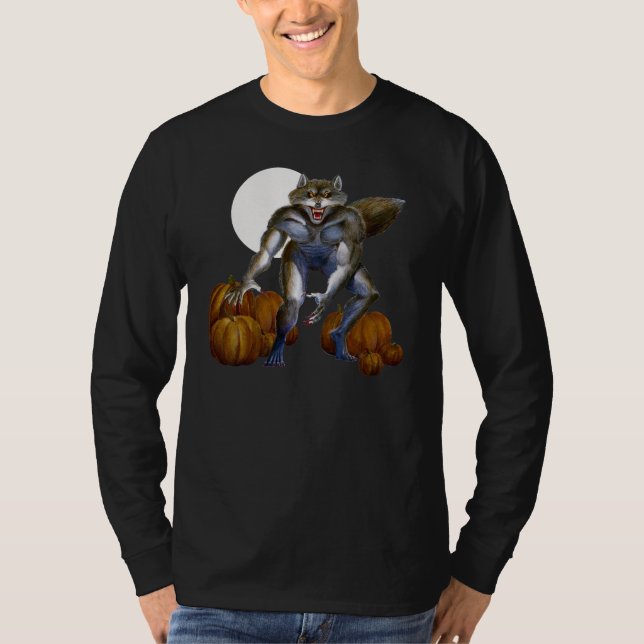 Camiseta Hombre lobo en remiendo de la calabaza (Anverso)