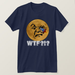 Camiseta Hombre Luna viejo divertido "WTF?!?" recibe cohete