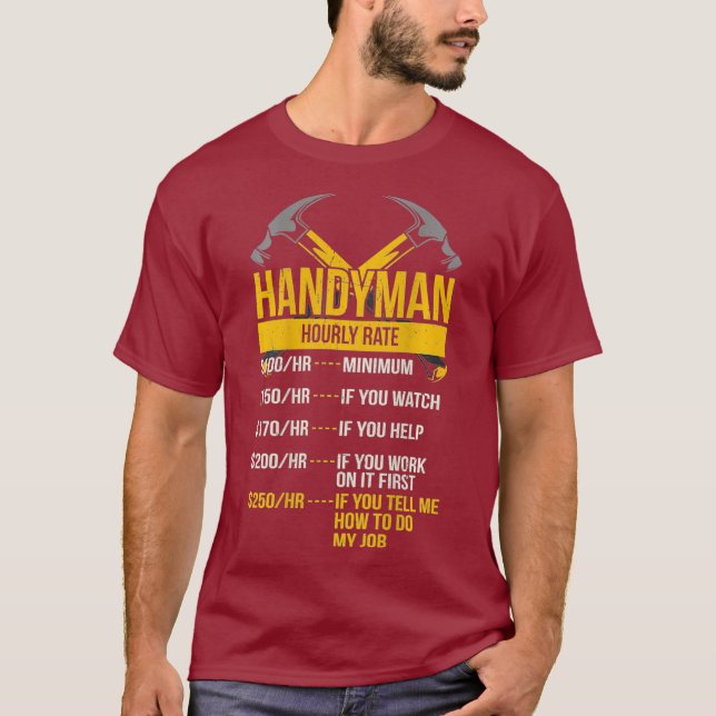 Camiseta Hombre manejable Hourrate Funny trabajos extraños (Anverso)