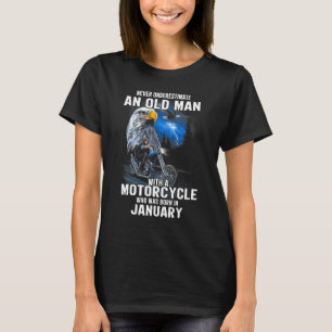 Camiseta Hombre Mayor Con Motocicleta Que Nació En Enero