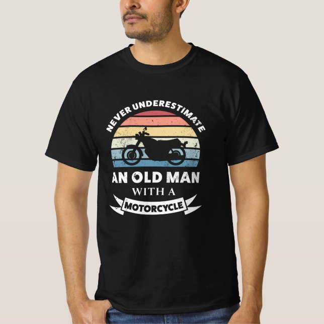 Camiseta Hombre mayor con papá gracioso en motocicleta (Anverso)