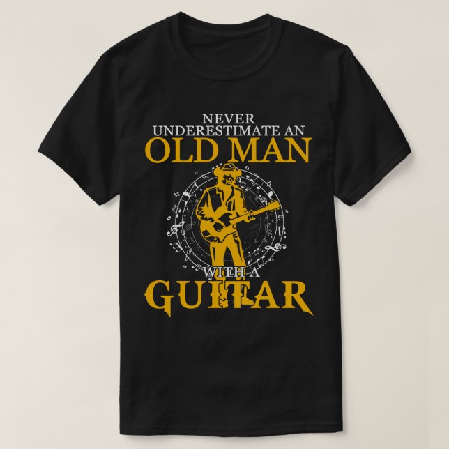 Camiseta Hombre mayor con un guitarrista le da un regalo a  (Diseño del anverso)