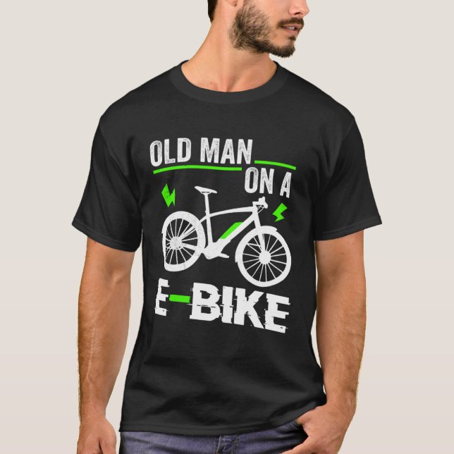 Camiseta Hombre Mayor En Bicicleta Bicicleta Electrónica Bi (Anverso)