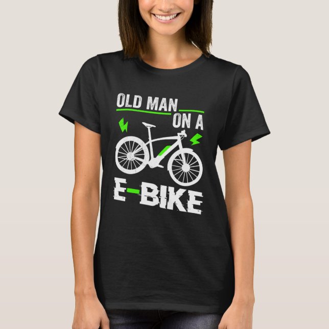 Camiseta Hombre Mayor En Bicicleta Bicicleta Electrónica Bi (Anverso)