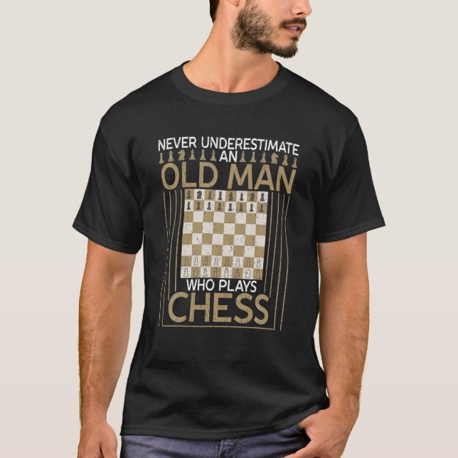 Camiseta Hombre Mayor Que Juega Ajedrez - Regalos De Ajedre (Anverso)