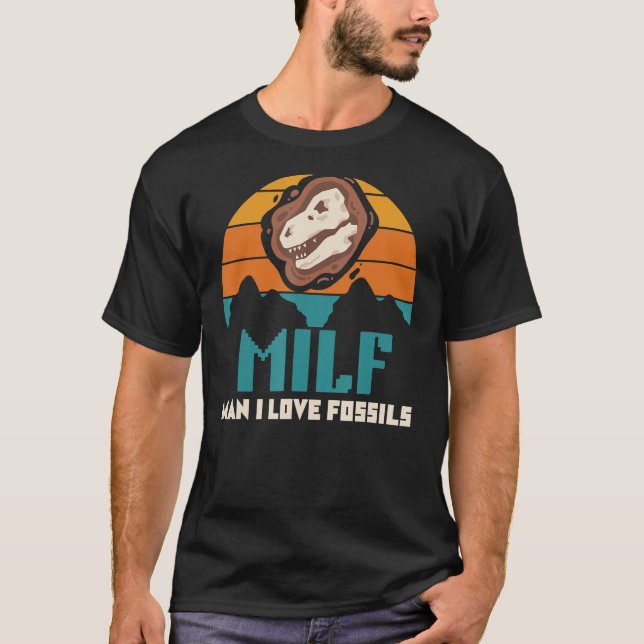 Camiseta Hombre me encantan los fósiles diciendo dinosaurio (Anverso)
