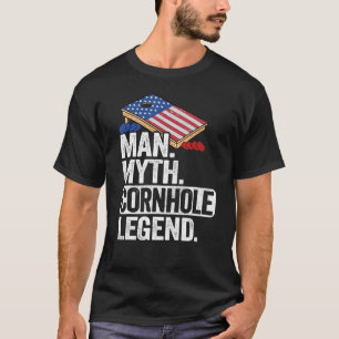 Camiseta Hombre Mente Mito Cornhole Leyenda Bandera Hole D