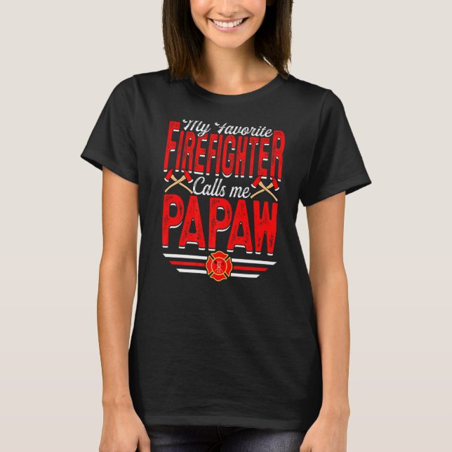 Camiseta Hombre, Mi Bombero Favorito Me Llama Papaw Firefi (Anverso)