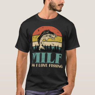 Camiseta Hombre Milf Me Encanta La Pesca Retro Vintage Atar