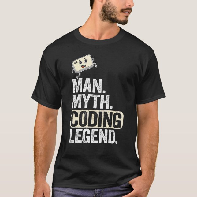Camiseta Hombre Mitos Coding Leyenda Coder Dad Geek Compute (Anverso)