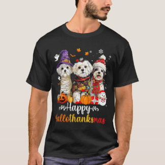 Camiseta Hombre Mujer Perro Maltés Navidad Halloween