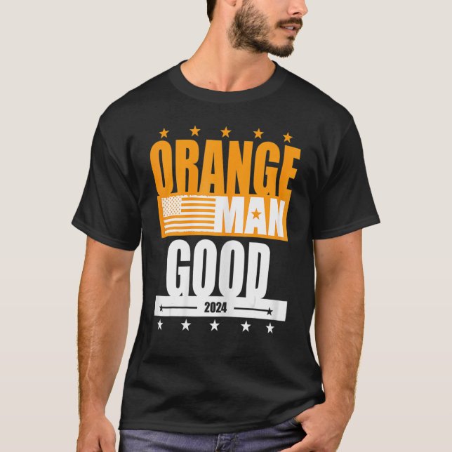 Camiseta Hombre naranja Buen Meme Patriótico Estadounidense (Anverso)