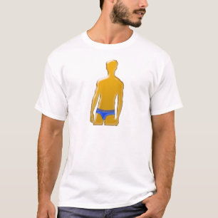 Camiseta Hombre naranja en ropa interior azul