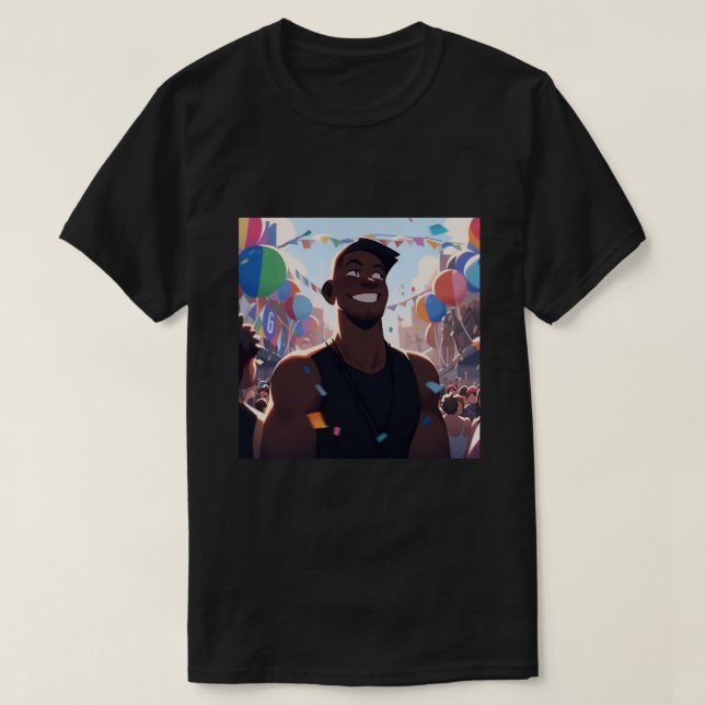 Camiseta Hombre negro en el orgullo gay (Diseño del anverso)