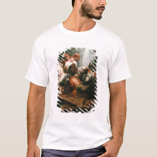 Camiseta Hombre negro joven que sostiene una cesta