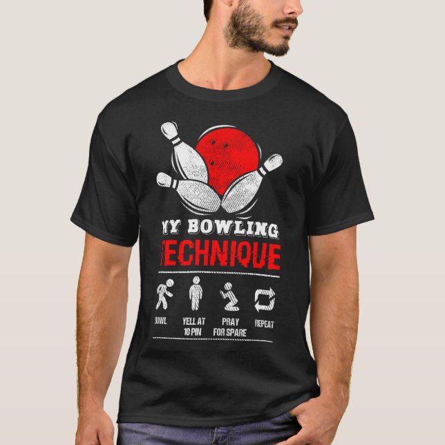 Camiseta Hombre Negro miembro de la Bowling Technique Leagu (Anverso)