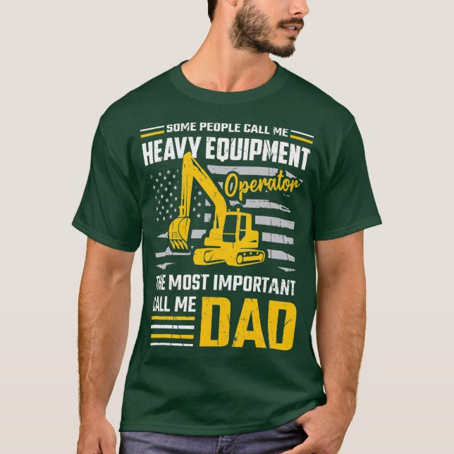 Camiseta Hombre Operador de Equipo Pesado Construcción Papá (Anverso)