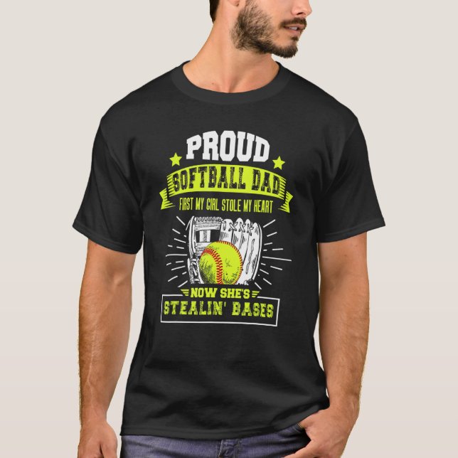 Camiseta Hombre Orgulloso De Softball Papá Con Hija Softbol (Anverso)