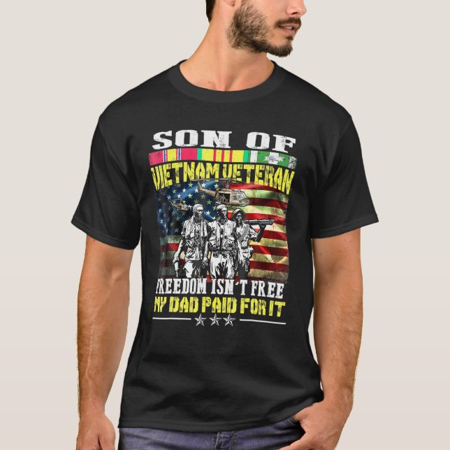Camiseta Hombre Orgulloso Hijo De Veterano De Vietnam (Anverso)