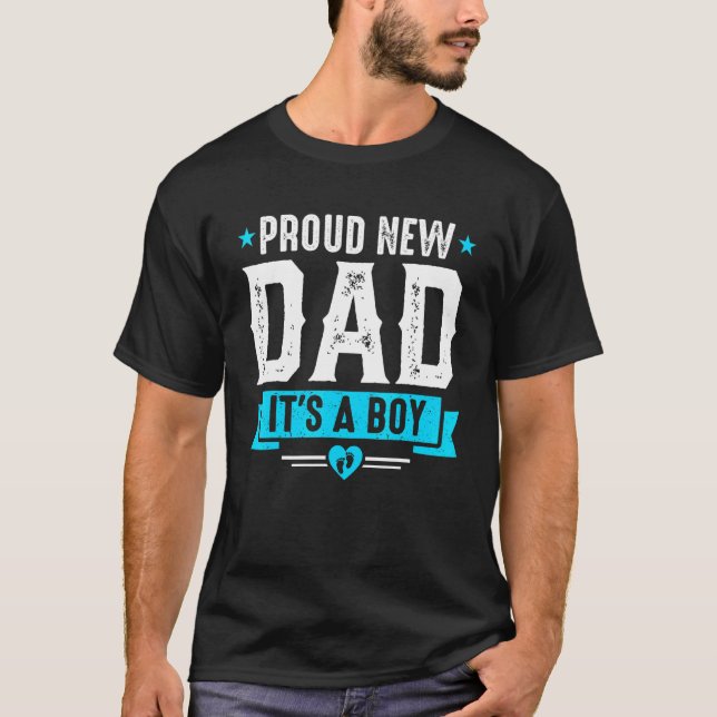 Camiseta Hombre Orgulloso nuevo papá es Invitación de bebé (Anverso)