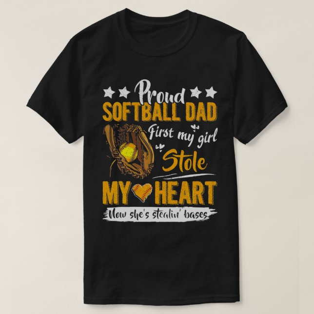 Camiseta Hombre Orgulloso Softball Dad Cut Softball Dad (Diseño del anverso)