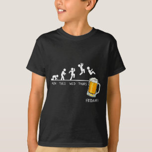 Camiseta Hombre Palito Divertido Saltando Cerveza Días De L