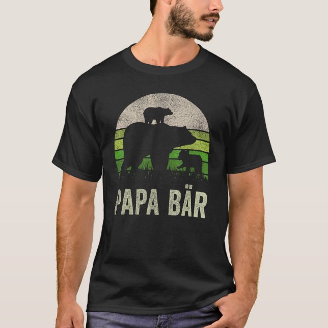 Camiseta Hombre papá oso de dos niños papá pieza de padre p (Anverso)