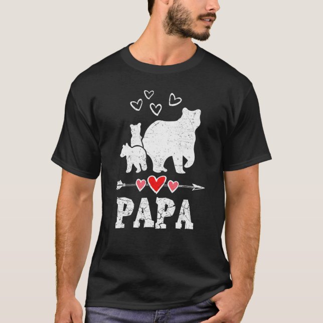 Camiseta Hombre papá oso oso 2 cachorros papá oso papá dobl (Anverso)