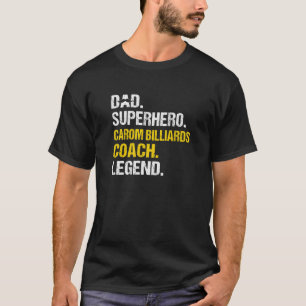 Camiseta Hombre Papá Superhéroe Carom Billiards Entrenador