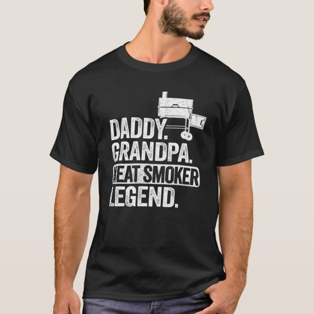 Camiseta Hombre Papi Abuelo Carne Fumador Leyenda Padre Gri (Anverso)