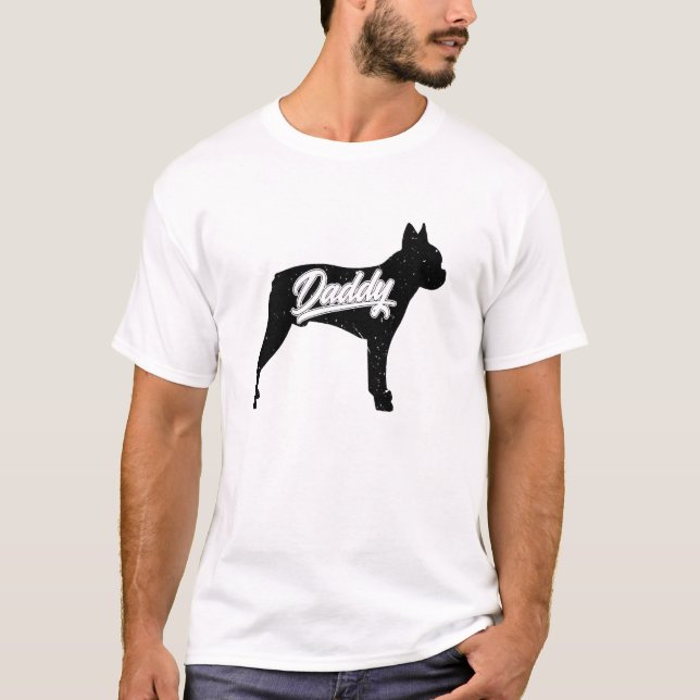 Camiseta Hombre Papi Del Terrier De Boston Dueño Papa Padre (Anverso)