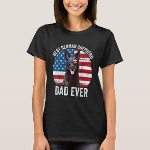 Camiseta Hombre Pastor Alemán Negro Padre Bandera Americana