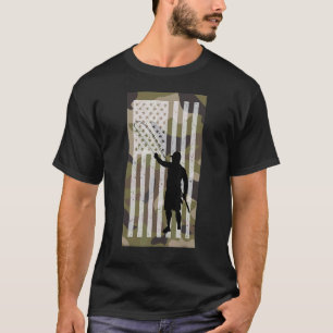 Camiseta Hombre Patriótico Pesca Padre Pescador Ropa de Cam