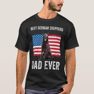 Camiseta Hombre Perro Pastor Alemán Negro Papá Bandera Amer
