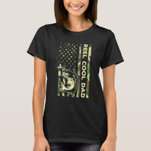 Camiseta Hombre Pescador Padre Patriótico Pesca Genial Reel