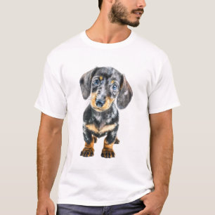 Camiseta Hombre Pintura Digital Cachorro Dachshund Dapple