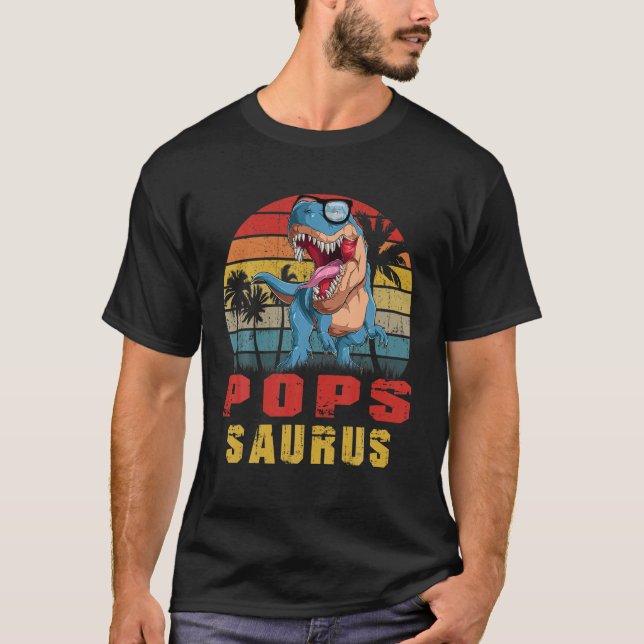 Camiseta Hombre Pops Saurus Dinosaurio Divertido Popssaurus (Anverso)