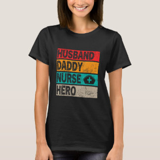 Camiseta Hombre Retro Esposo Papá Enfermero Héroe Día del P