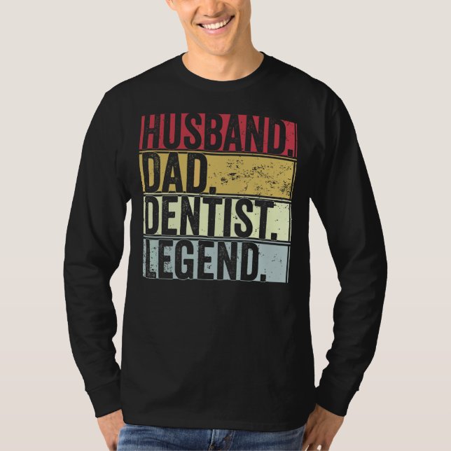 Camiseta Hombre Retro Esposo Papá Leyenda Dentista Para Pad (Anverso)