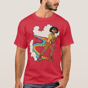 Camiseta Hombre Retro Patinando en Patines Sobre Rueda en A