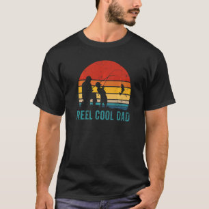 Camiseta Hombre Retro Vintage Carrete Papá Genial Pescador 