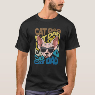 Camiseta Hombre Retro Vintage Cool Gato Sphynx Gato Papá Ga