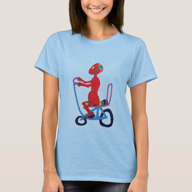 Camiseta Hombre Rojo En Bicicleta (Anverso)