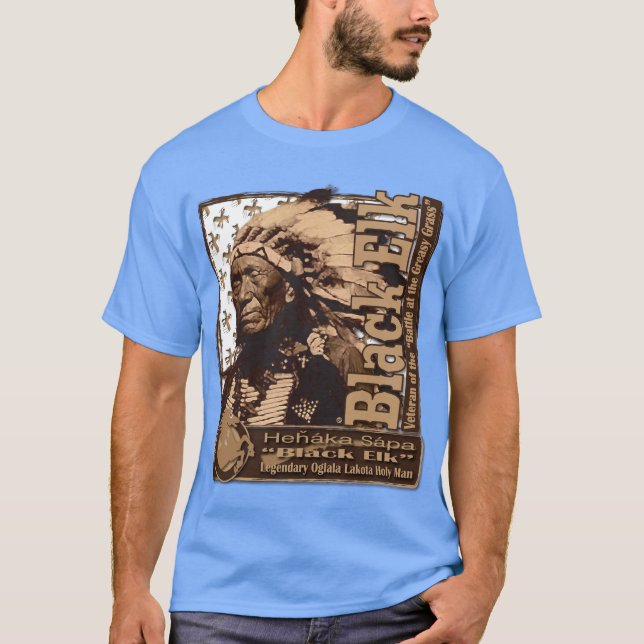 Camiseta Hombre santo negro de Oglala Lakota de los alces (Anverso)