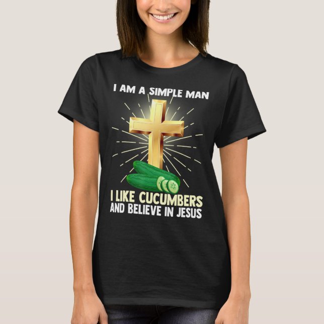 Camiseta Hombre Simple Como Cucumbers Cree En Jesús Ch (Anverso)