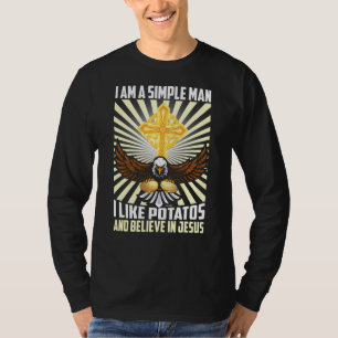 Camiseta Hombre Simple Como Potatos Vegan Cree En Jesus Chr