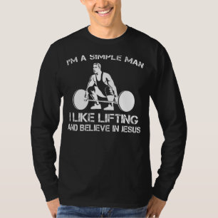 Camiseta Hombre simple: Levantamiento y Jesús Tee (32 carac