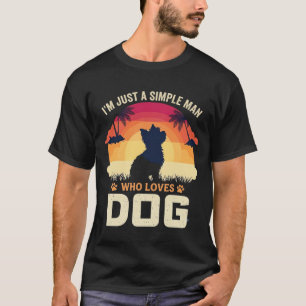 Camiseta Hombre Simple Que Ama Silueta De Perro Atardecer P