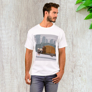 Camiseta Hombre sin Hogar Sosteniendo Letrero de Ayuda Pobr