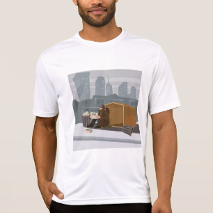 Camiseta Hombre sin hogar sosteniendo un letrero de ayuda P